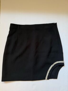 Zara Black Rhinestone Side Cutout Mini Skirt XS
